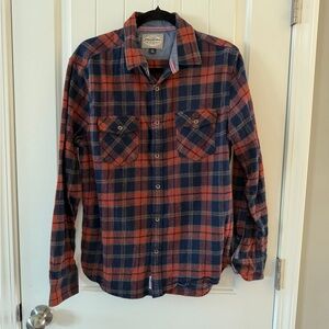 Flag & Anthem Navy and Orange Plaid Shirt